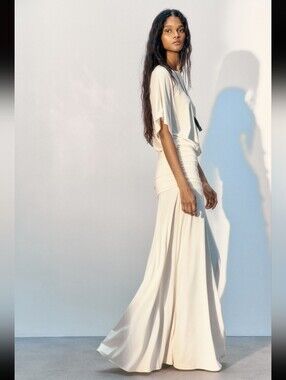 H&M Draped Maxi Dress Crwam NWT